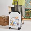 Mala Trolley de 20/ 28 polegadas para Homens e Mulheres, Estrutura de Alumínio, Zíper com Senha, Mala de Couro Moderna para Bordo