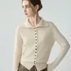 Cárdigan de cachemira de cuello alto para mujer, abrigo de manga larga con botones de un solo botón, diseño simple, top de felpa suave tejido