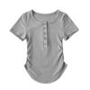 Primavera y Verano 2025 Nuevo Top Sexy Ajustado de Manga Corta con Dobladillo Curvo para Niñas Calientes, Camiseta Corta Ajustada Adelgazante de Cintura para Mujer