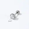 Aretes de Hélice de Hueso de Oreja Huecos de un Solo Diamante de Moda Europea y Americana Sueltos con Diamantes Brillantes, Piercing de Cabeza Plana, Pendientes de Zirconia de Cuatro Garras