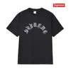 Camiseta de Algodón Pesado Moda Americana Transfronteriza Estampado de Letras Supreme Cuello Redondo Manga Corta Unisex Holgada Casual para Hombres y Mujeres