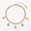 Pulsera popular de titanio y acero estilo ins, moderna, versátil, corazón, mariposa, estrella, geométrica, de acero inoxidable, joyería para la mano