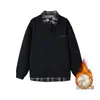 Moletom Novo de Lã Outono/Inverno 2025 Masculino Costura Colorida Contrastante Falso Duas Peças Moletom Tendência Moda Masculina High Street Versátil