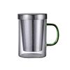 Taza de té de vidrio resistente al calor para el hogar, colador de acero inoxidable, taza de té de gran capacidad con asa, vidrio para separación de té