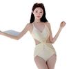 Nuevo Elegante Sexy Bañador con Tiras Traseras Descubiertas Estilo Deseo Puro de Mujer Flor de Camelia Cintura Hueca Estilo Vacaciones en Aguas Termales