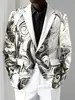 Chaqueta de Manga Larga con Botones, Pigmento Salpicado, Temperamento Iridiscente, Traje de Moda para Sesión de Fotos de Revista, Parte Superior WL8, Resistente a las Arrugas