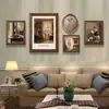 Sala de Estar Vintage Combinación Pintura Colgante Nicho Arte Mural Sofá Americano Pared Trasera Decorativa Pintura Lujo Ligero Pintura Francesa