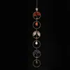 Atrapasol de Grava de Cristal Natural Color 6 Anillos Redondos Pequeños Campana de Viento Hecha a Mano Colgante Decorativo