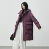 Chamarra de Plumas para Mujer 2026 Invierno Nueva Versión Coreana de Longitud Media Engrosada Recta Holgada con Capucha Cálida 90% Plumón de Pato Casual
