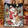 Manta de Graffiti Navideña de Venta Caliente Transfronteriza Manta con Pintura de Papá Noel Manta de Doble Capa Engrosada de Franela y Forro Polar DIY