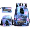 Mi mochila escolar mundial de tres piezas con estampado, gran capacidad, bolsa de lona para computadora para exteriores para estudiantes de secundaria