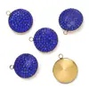 Colgante Redondo de Acero Inoxidable con Punto de Diamante Cinturón de Diamantes Coloridos Colgante Pequeño Colgante para Colgar Accesorios de Collar Hechos a Mano DIY Venta al por Mayor