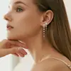 Brincos Longos de Zircônia de Luxo Leve para Mulheres, Brincos Pendentes de Franja de Alta Qualidade, Joia de Orelha Moderna e Elegante, Estilo de Venda Quente Transfronteiriça