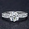 Anillo de moissanita con seis filas de diamantes y seis garras de Starlight Queen en plata 925 con transmisión en vivo, ligero y lujoso, con diamantes sueltos de 1 quilate.