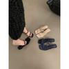 Sandalias de tacón alto de estilo francés de nicho de diseño de marca de moda, zapatos de mujer, sandalias de cuña de verano, zapatillas de tacón alto.