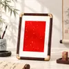 Novo Estilo Chinês Cobre Imitação Canto Oco Porta-Retrato 6 polegadas Pintura de Livro Moldura Horizontal a4 Papel Salpicado de Ouro Moldura de Montagem para Pintura de Caligrafia Moldura Vazia