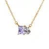 Chihang Jewelry Acero Inoxidable Transfronterizo Versátil Sin Decoloración Colgante en Forma de Corazón Collar de Circonita Multicolor Piedra de Nacimiento Diciembre