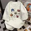Camiseta de Manga Corta con Estampado de Letras de Perro de Dibujos Animados Estilo Americano para Mujer, Top Versátil de Verano Casual Holgado de Moda
