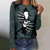 T-shirt feminina de manga comprida com impressão digital 3D plus size 20,22 milhões de Halloween Novo Amazon AliExpress