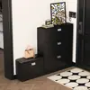 Gabinete de Zapatos Ultra Delgado de Madera Maciza Negra 17cm Pasillo de Entrada Extremadamente Estrecho Apartamento Pequeño Gabinete Económico de Almacenamiento para la Entrada