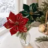 Enfeites de flor de Natal artificial transfronteiriços, flores falsas brilhantes e decorações para árvores de Natal para cenas festivas - direto do fabricante