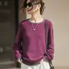 Novo suéter de base 2026, com caimento solto, modelador e quente, apresentando um design de alta qualidade estilo francês com cores contrastantes e tricô de fio texturizado, para mulheres