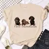 Transfronterizo Talla Europea2025 Camiseta de Dachshund para Mujer Camiseta de Dibujos Animados para Mujer Divertida Ropa de los Años 2000 Manga Corta