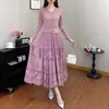 Vestido de temperamento elegante primavera e outono sensação de alta qualidade 2025 novo vestido de manga comprida vestido decote V vestido de mãe