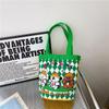 Bolsa de Mano de Lona con Ilustración Infantil Linda al por Mayor Estilo Coreano Estilo Niña Bolso Cubo Bolsa de Almuerzo para Mamá