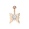 Anillo de Acero Inoxidable Mariposa para Ombligo Transfronterizo Corazón de Melocotón Zirconia Piercing de Ombligo Hebilla de Ombligo Venta al por Mayor