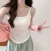 Camisola de Alcinha com Amarração nas Costas para Primavera e Verão com Bojos Embutidos, Top Sexy sem Costas para Mulheres, Estilo Casual Versátil sem Costas