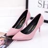 Salto alto feminino moda confortável cor sólida casual boca rasa escritório OL feminino tamanho plus size salto alto stiletto cabelo