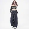 Jeans de pierna ancha de alta gama resistentes a la decoloración en color Naranja Juvenil para mujer, corte holgado, adelgazantes, elegantes, versátiles, pantalones de trabajo de pierna curva