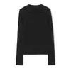 Suéter de punto de alta gama simple con solapa para mujer, camisa base de otoño con cuello polo ajustada