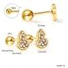 Aretes de Calabaza Transfronterizos Moda Europea y Americana Simple Creativo Cereza Hongo Diamante Espiral Aretes Acero Inoxidable Uñas para Hueso de la Oreja