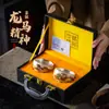 Dragón Caballo Espíritu Dorado Plata 999 Plata Taza de Té Bol de Plata Cerámica Taza Maestra Artesanía Pintada Regalo Creativo Juego de Té