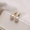 Aretes de Gancho de Plata Esterlina con Perla Natural de Agua Dulce y Tacones Altos para Mujer, Estilo Coreano, Plata 925 con Baño Grueso de Oro Plus Natación