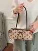 Bolsa de sobaco com laço de bolinhas estilo coreano para mulheres, nova bolsa baguette de camurça vintage 2026, bolsa de mão e bolsa de ombro de outono