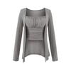 Camisola Ajustada Sexy para Chica Caliente Conjunto de Dos Piezas para Mujer con Almohadillas en el Pecho + Chaqueta Cardigan de Manga Larga Traje Exterior