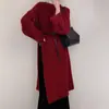 Vestido de Tricô Pulôver Gola Redonda Estilo Preguiçoso de Outono para Mulheres com Efeito Emagrecedor Solto Comprimento no Joelho Comprimento Médio Fenda Lateral Suéter