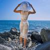 ¡Nuevo Producto en 2025! ! Falda de Playa Europea y Americana para Mujer Color Sólido Sexy Tejido Traje de Baño Bikini de Playa Vestido de Mujer