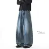 Pantalones retro de pierna ancha para hombre, talla grande, estilo americano, adelgazantes, para primavera y otoño, jeans largos de mezclilla lavada, estilo versátil de pierna recta curvada