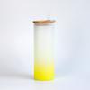 Copo de Vidro com Tampa de Bambu por Transferência Térmica com Fundo Colorido Degradê Copo com Tampa Canudo Copo de Vidro para Sublimação Copo de Água de Vidro - Liquidação Barata