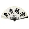 Abanico Plegable de Seda Caligrafía a Mano Estilo Chino Abanico en Blanco Abanico de Papel Estilo Antiguo Abanico Plegable de Verano para Hombre con Texto