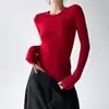 Design Clássico Manga Longa Top Interno Feminino Slim Justo Camiseta Base Outono e Inverno 2025 Nova Camiseta com Ombro Direito