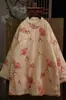 Otoño e Invierno Nuevo Estilo Lino Cuello Alto Solapa Oblicua Botón Hecho a Mano Artístico Retro Apertura Lateral Completa Chaqueta de Longitud Media 325073