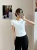 Novo Modelo Outono/Inverno 2026 SST043 Camiseta Básica para Deslocamento Urbano Algodão Levemente Elástico Gola Redonda Manga Curta Solta para Mulheres