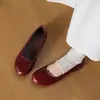 Zapatos Versátiles de Tres Colores para el Trabajo con Suelas Silenciosas, Nuevo Estilo Zapatos de Bruja de Piel de Vaca Encerada de Primera Capa, Planos Simples y Modernos