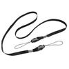 En stock, ventilador con hebilla de avión de doble cabeza, cuello largo colgante, cuerda plana de 7 mm, juguete, máquina de burbujas, cámara, cordón antipérdida extraíble.