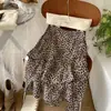 Saia Midi Irregular Camadas Babados Estampa de Leopardo Retro Moderna 2026 para Mulheres Primavera e Verão Saia Bolo de Bolinhas Francesa